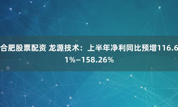 合肥股票配资 龙源技术：上半年净利同比预增116.61%—158.26%